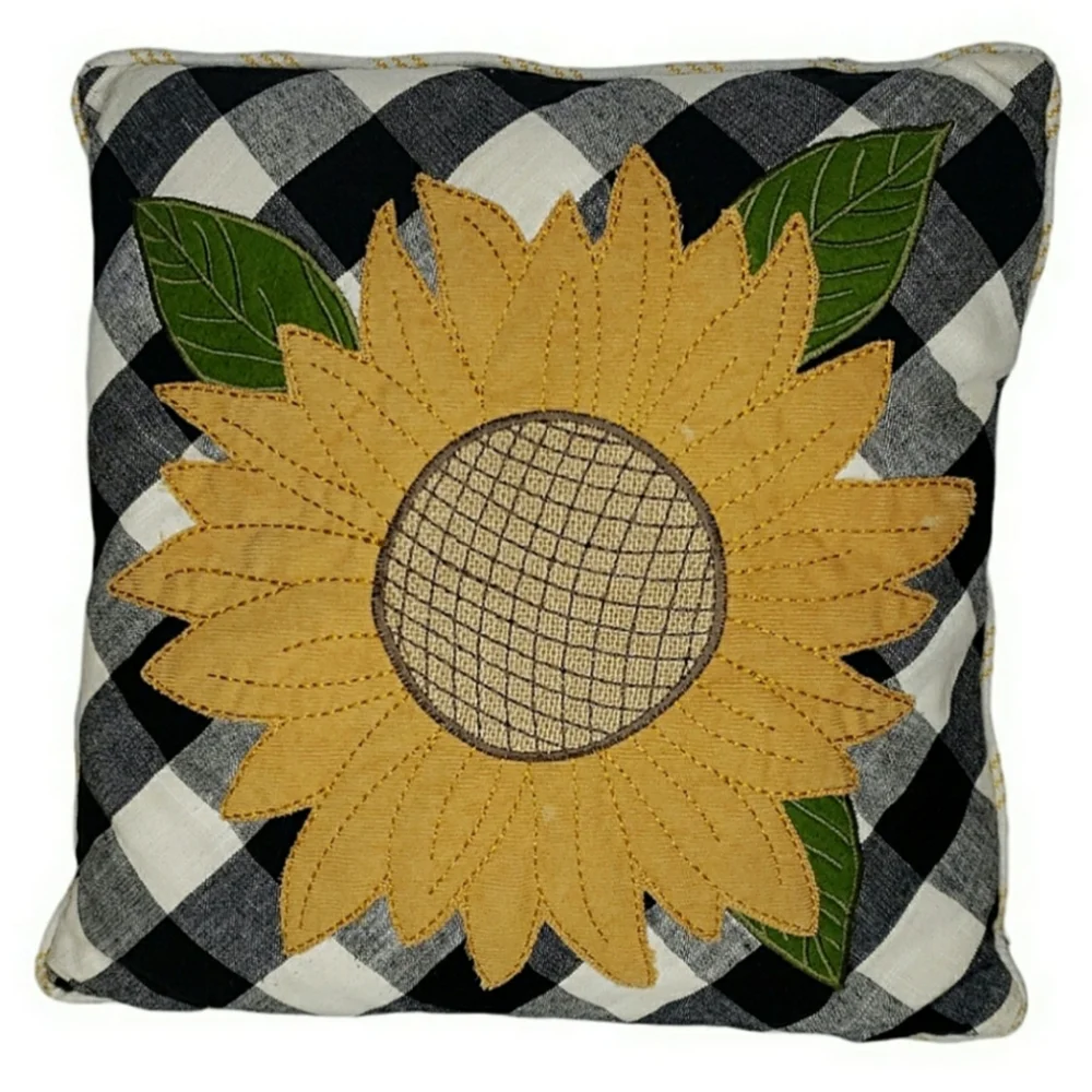 Farmcore Pillow The Prarie Rachel Ashwell Sunflower Applique Cabin Shabby Boho